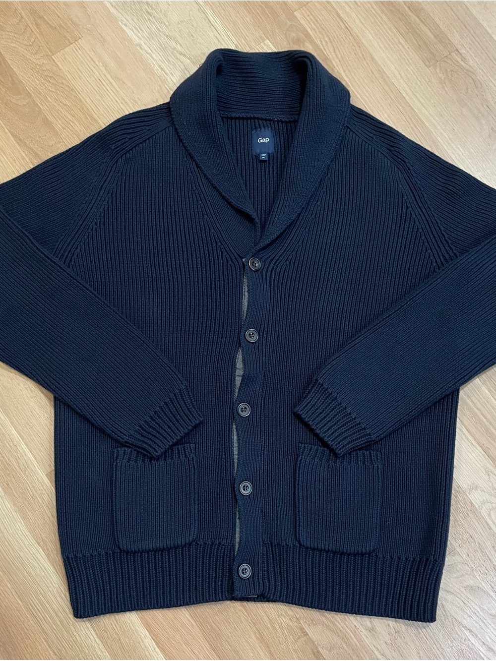 Gap Men's Shawl Collar Button-Front Sweater - Black XL